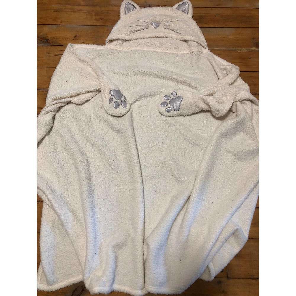Justice Fleece Blanket Cat Hood White 62” x 45”